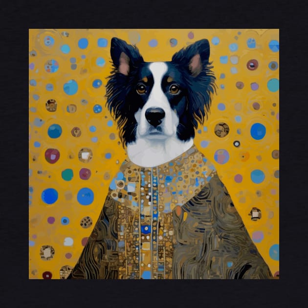 Gustav Klimt Style Black and White Dog in Ceremonial Robe by bragova